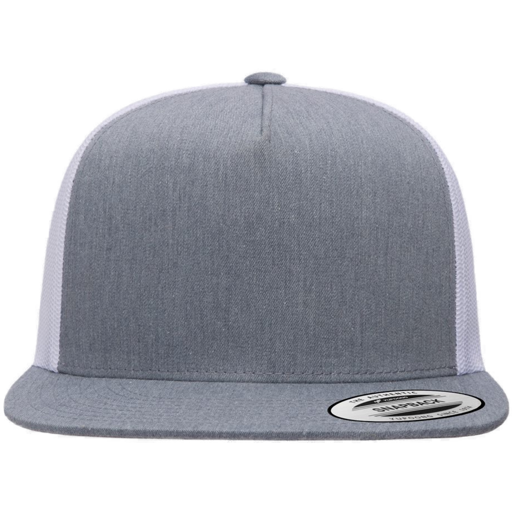 Five-Panel Classic Trucker Cap — Heather/ White