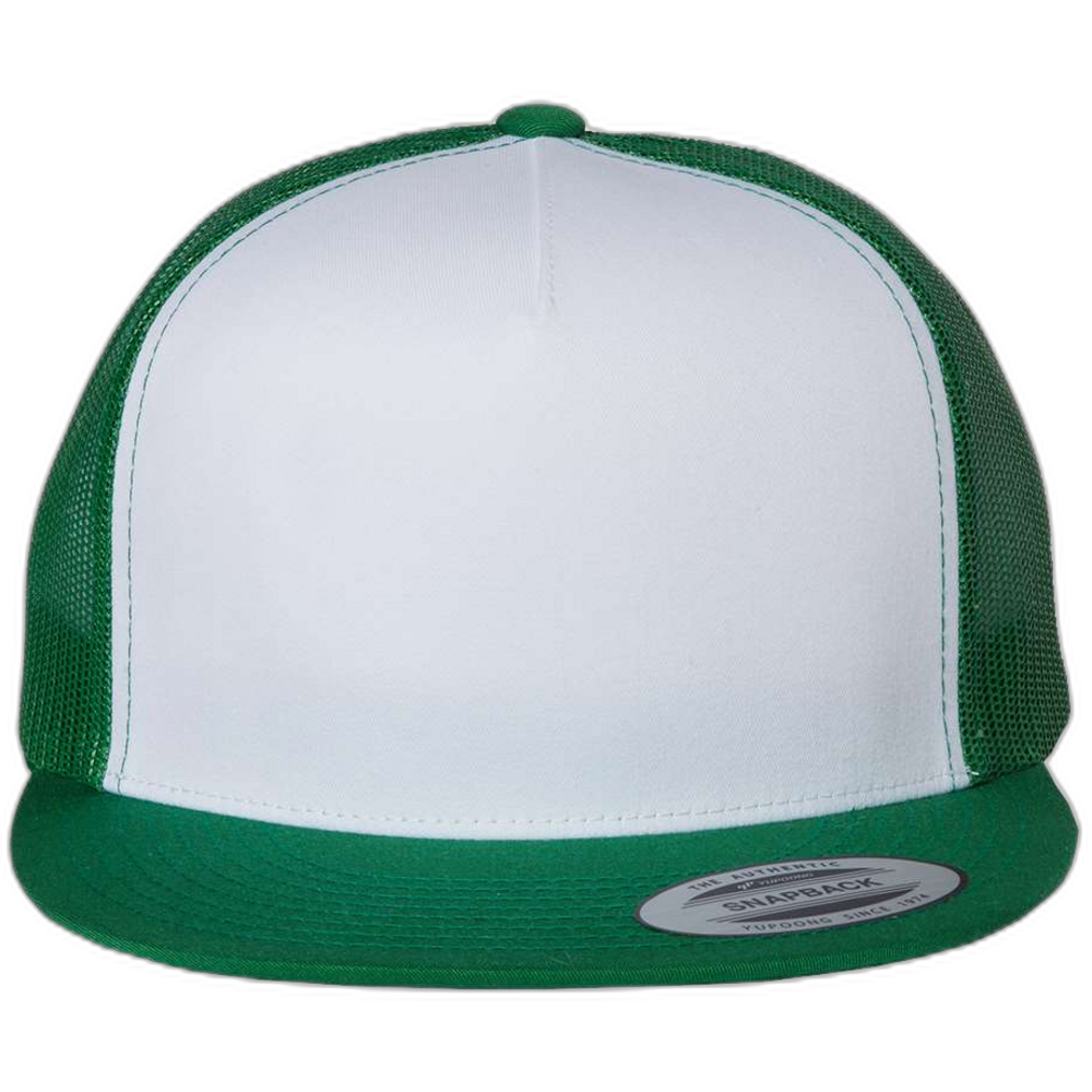 Five-Panel Classic Trucker Cap — Kelly/ White/ Kelly