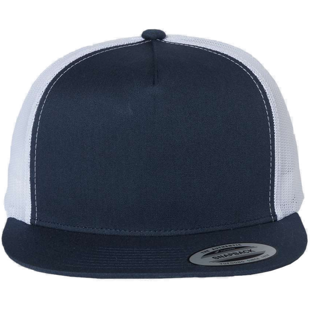 Five-Panel Classic Trucker Cap — Navy/ White