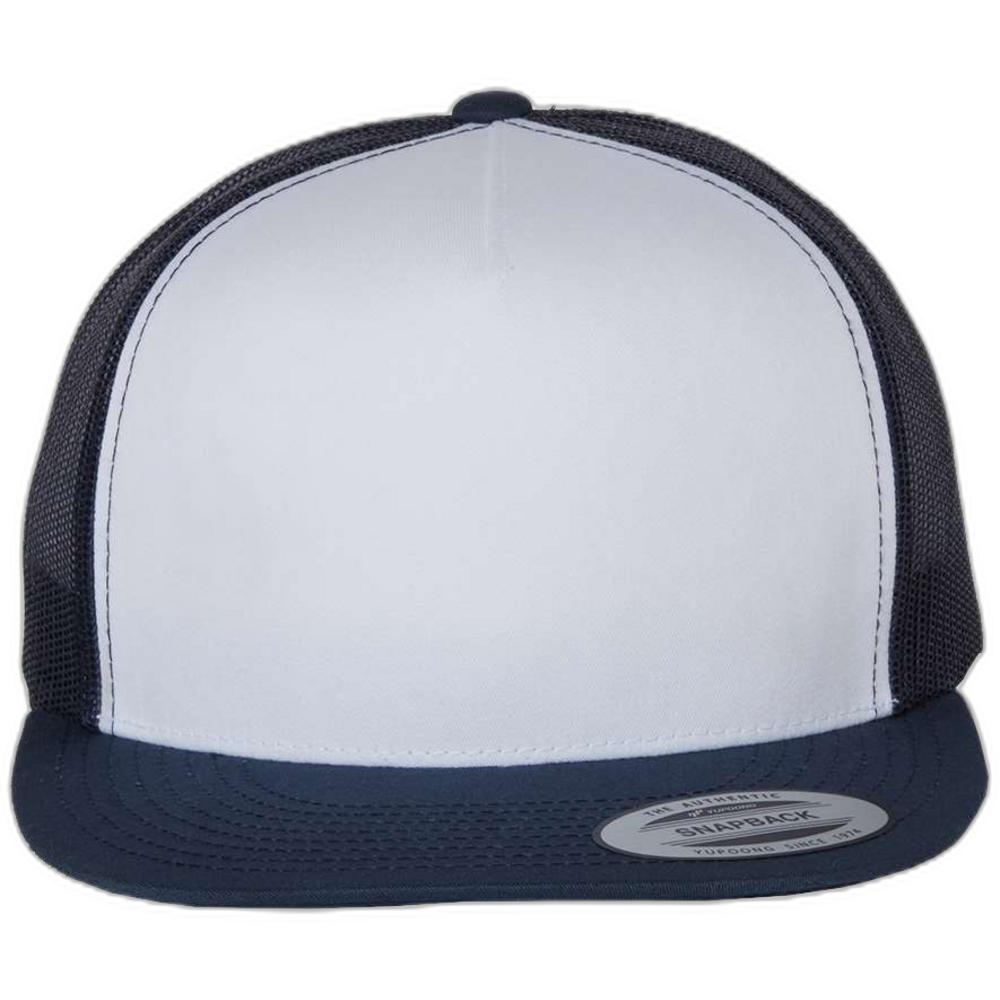Five-Panel Classic Trucker Cap — Navy/ White/ Navy