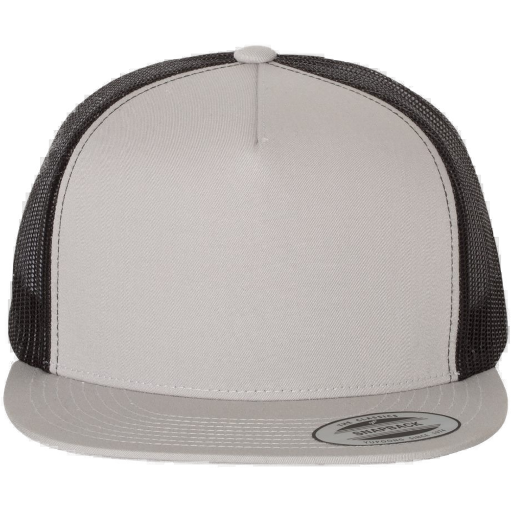 Five-Panel Classic Trucker Cap — Silver/ Black