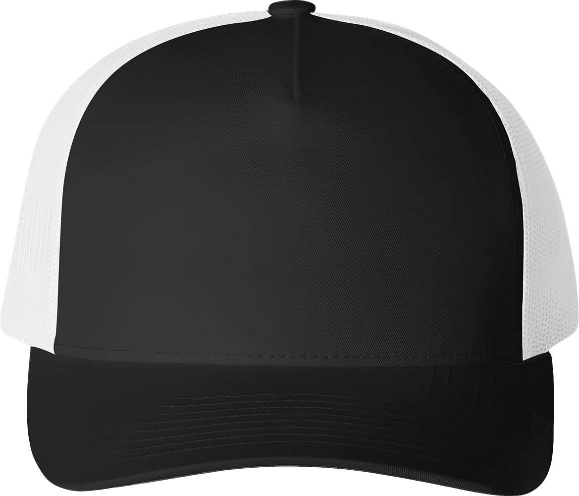 Five-Panel Retro Trucker Cap — Black/ White