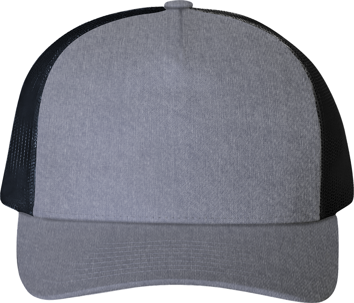 Five-Panel Retro Trucker Cap — Heather/ Black