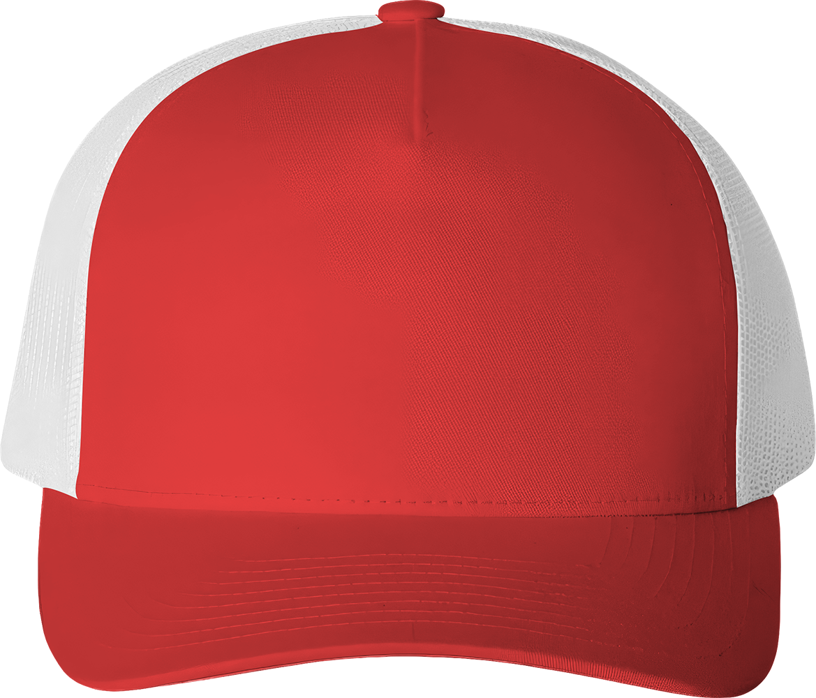 Five-Panel Retro Trucker Cap — Red/ White