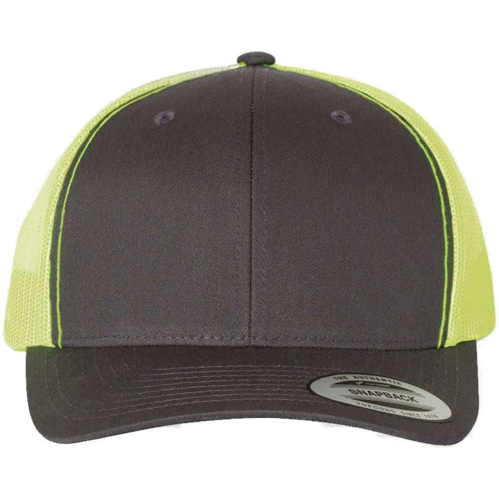 Retro Trucker Cap — Charcoal/ Neon Green