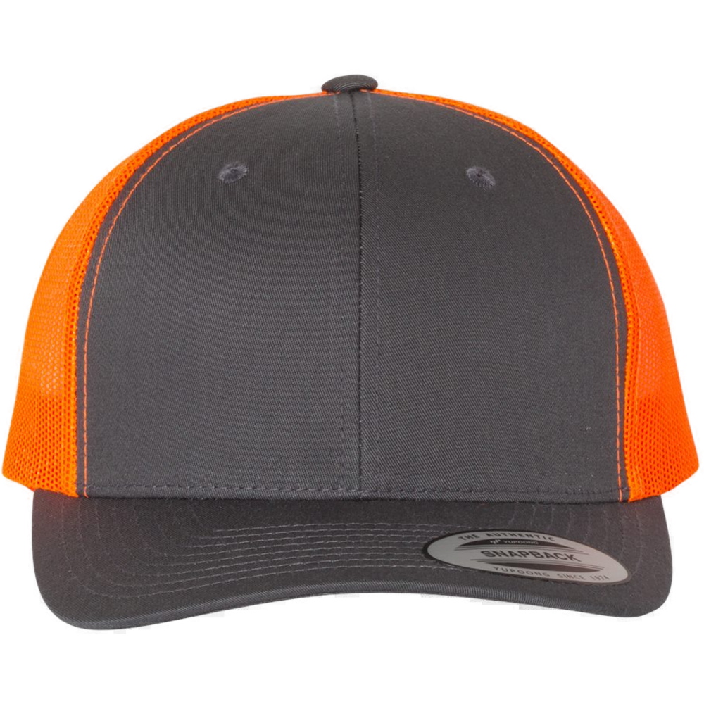 Retro Trucker Cap — Charcoal/ Neon Orange