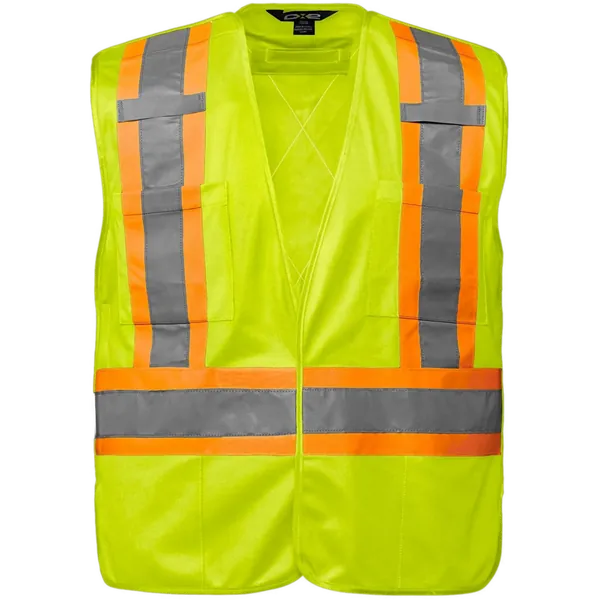 L01145 - Vanguard - Tricot Hi-Vis 5 Point Tear-Away Vest - Dual Sized