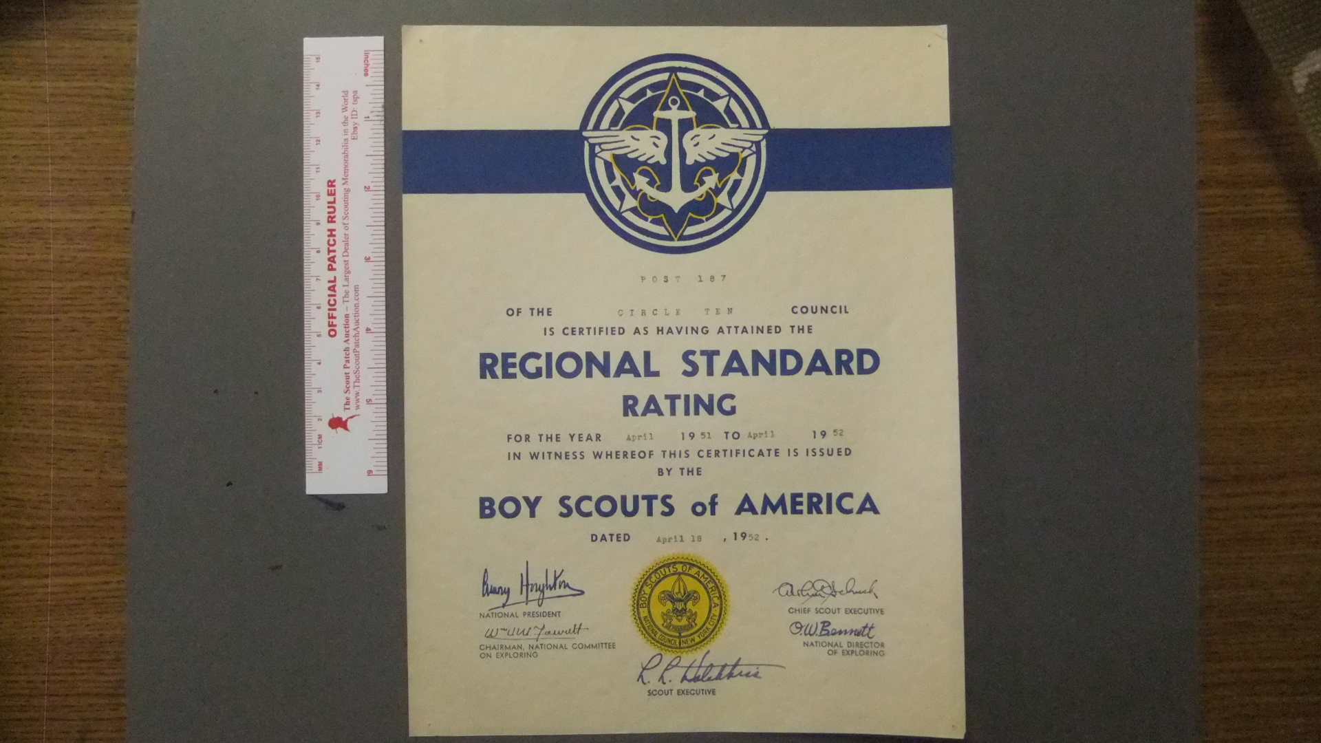 Boy Scout Regional Standard Explorer Post Certificate 8513HH eBay