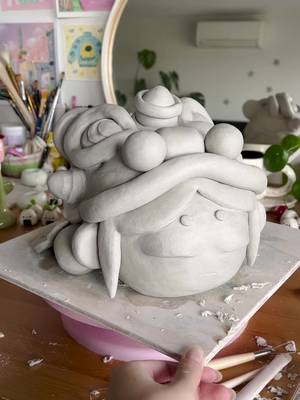 making chinese lion girly ❤️ #pottery #ceramics #artist