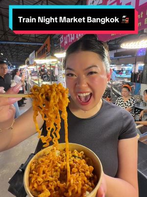 Everything I ate at the Train Night Market in Bangkok! 🚂🍜🔥 📍Train Night Market Srinagarindra, Bangkok, Thailand 🇹🇭 #nightmarket #foodmarket #bangkok #thailand #streetfood