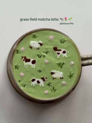 grass field matcha latte!🐄🍵 #matcha #latte #latteart #cutefood #foodart 