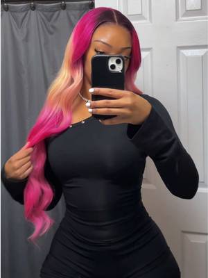 28” Ombré pink/blonde wig from @Dorsaneewigs 💖🖤 #hairinspo #hairtok