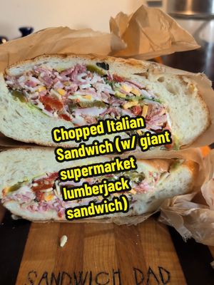 Chopped Italian Sandwich - Here's another thing you can do with those giant supermarket lumberjack sandwiches. You can make the viral chopped Italian sandwich from the internet. Just take out all the stuff, maybe add a few more things you like, chop it up, and put it back in the bread. Bonus points if you film it and launch your new career as a sandwich influencer. #choppedsandwich #viralsandwich #sandwichdad #lumberjacksandwich #sandwichrecipe