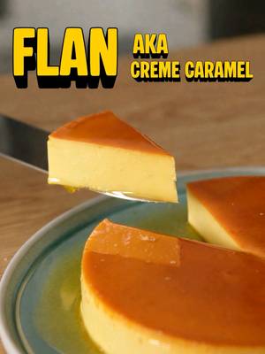 Flan (Créme Caramel) 🍮 Caramel: 60 g white sugar 30 ml water Splash lemon juice Custard: 10 egg yolks 350 ml evaporated milk 300 ml condensed milk 10 ml vanilla extract 8 ml lemon juice 4g salt 1. Add the sugar, water, and lemon juice to a small pan, preferably a light-coloured one. 2. Cook on medium-low heat and do not stir. Let the sugar melt and turn a deep amber colour. Pick up the pan and lightly swirl the liquid every so often. I repeat: do not f***ing stir. 3. Transfer the caramel into a 6 to 7-inch round pie pan or flan pan and coat the bottom as evenly as you can. Set aside to harden. 4. For the custard, add 10 egg yolks to a bowl and break them up gently. Keyword: GENTLY. 5. Add the remaining custard ingredients and combine, again gently. 6. Strain the mixture through a sieve 3 times, with the final strain going directly into the flan pan over the hardened caramel. 7. Cover with the pan lid or aluminium foil. 8. In a large pot or Dutch oven, bring water to a boil, enough to come halfway up the flan pan. Then reduce to the lowest heat so it just barely bubbles. 9. Place the flan pan in the centre. For best results, sit it on a silicone mat or folded tea towel at the bottom of the pot. 10. Cover and steam for 45–60 minutes, or until set with a gentle jiggle in the middle. 11. Remove the flan pan from the pot, take off the lid, and let it cool completely. You can swap the hot water for cold and let the pan cool in there. DO NOT just throw it in the fridge. 12. Once fully cooled, refrigerate overnight or for at least 4 hours. 13. Remove from the fridge, run a knife along the edges to loosen, flip onto a plate, and serve.