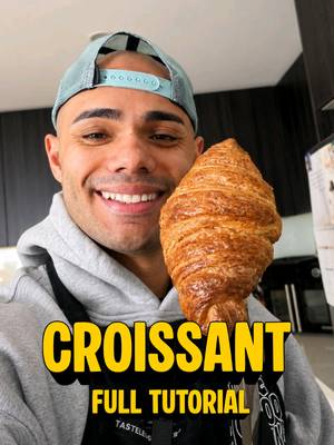 Croissant Tutorial 🥐 Dough 80 mL Water (Hot - 70°C) 80 mL Milk (Cold) 300 g Bread Flour 6 g Salt 7 g Instant Dried Yeast 37 g Caster Sugar 15 g Unsalted Butter (Softened) Butter Sheet 188 g Unsalted Butter (82% Butterfat) Oven 200°C/395°F for 1 minute then reduce to 175°C/350°F for 28 minutes