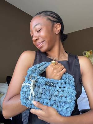 Cutting up a vintage pair of Armani jeans definitely does feel illegal but it was for the greater good. #crochet #crochettiktok #SmallBusiness #denim