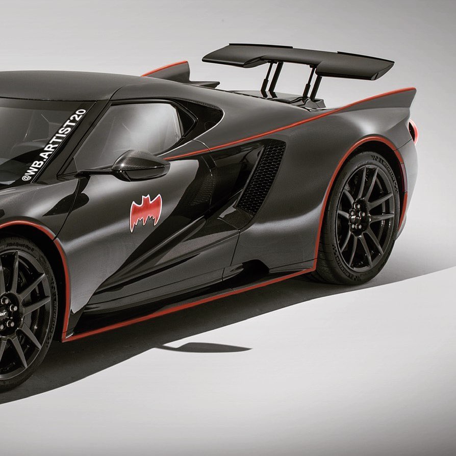 Ford GT Batmobile imaginado como homenagem a Lincoln Futura com pára-brisa dividido