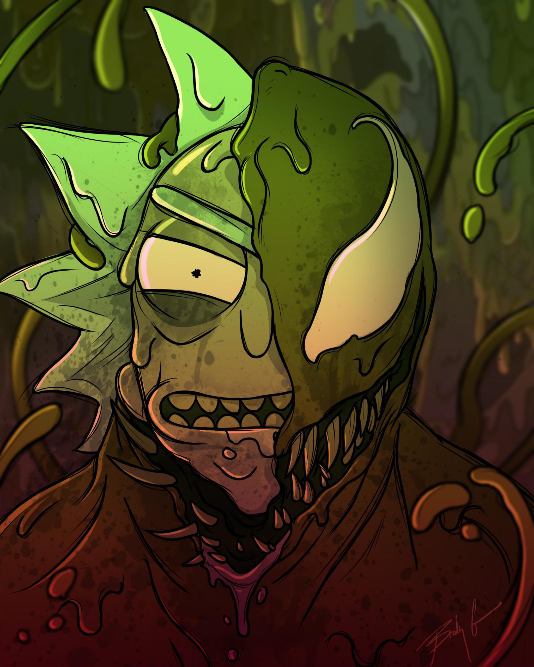 Rick e Morty são possuídos pelo simbionte de Venom 1 Rick e Morty são possuídos pelo simbionte de Venom