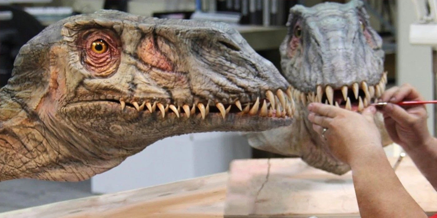 Imagem Jurassic World 3 da BTS mostra novos modelos de dinossauros