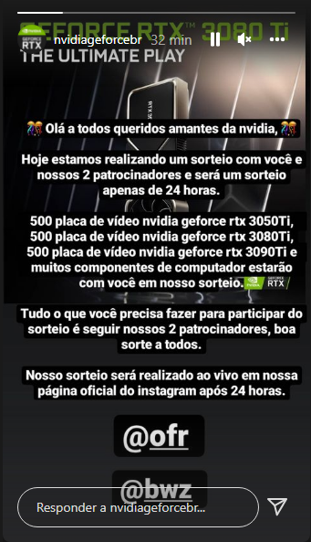 Instagram da Nvidia BR é hackeado e faz sorteio de 1,5 mil GPUs 1