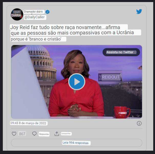As pessoas se preocupam com os ucranianos porque são brancos diz apresentadora da MSNBC 1