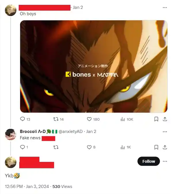 Fãs de One-Punch Man furiosos após alegações de suposto 'vazamento' da terceira temporada MAPPA x Bones Studio Collab 1