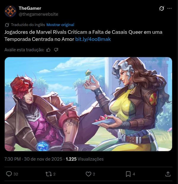 Nova Cruzada da Cultura Woke: Site TheGamer critica Marvel Rivals pela falta de "casais LGBTQIA+" 1