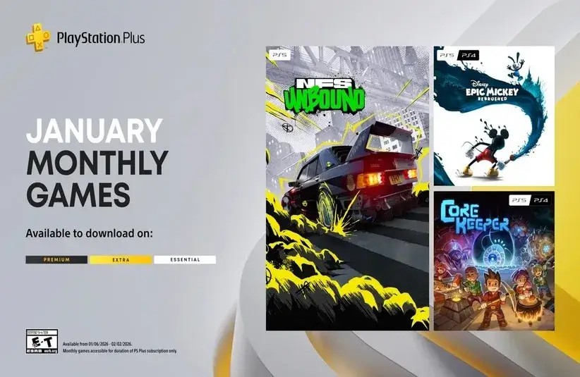 PlayStation Plus janeiro 2026 traz Need for Speed Unbound e Epic Mickey Rebrushed