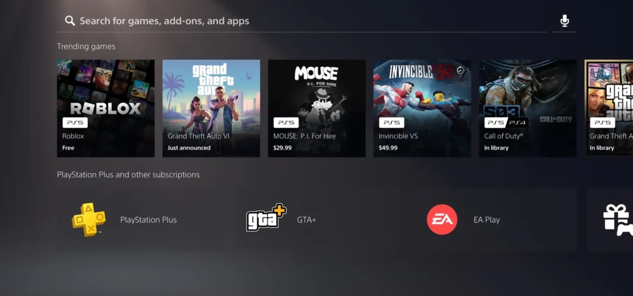 Roblox ultrapassa GTA VI e lidera as tendências da PlayStation Store