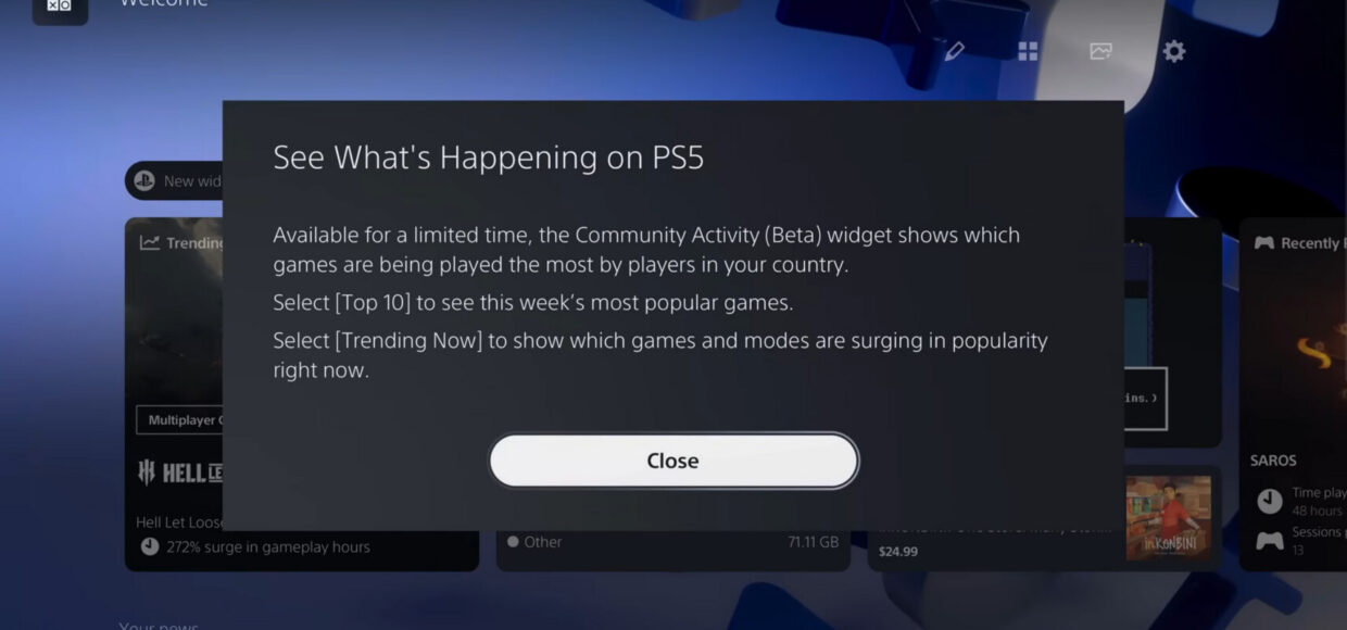 Sony testa widget no PlayStation Welcome Hub com contagem pública de jogadores do PS5