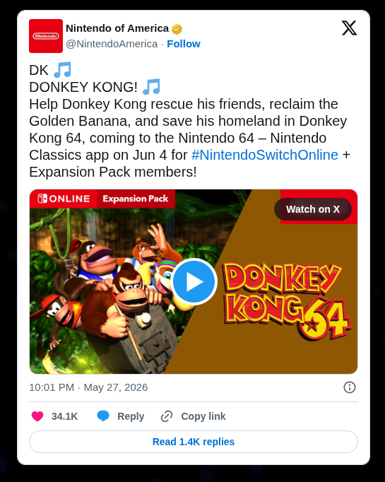 Donkey Kong 64 chega ao Nintendo Switch Online em 4 de junho 1