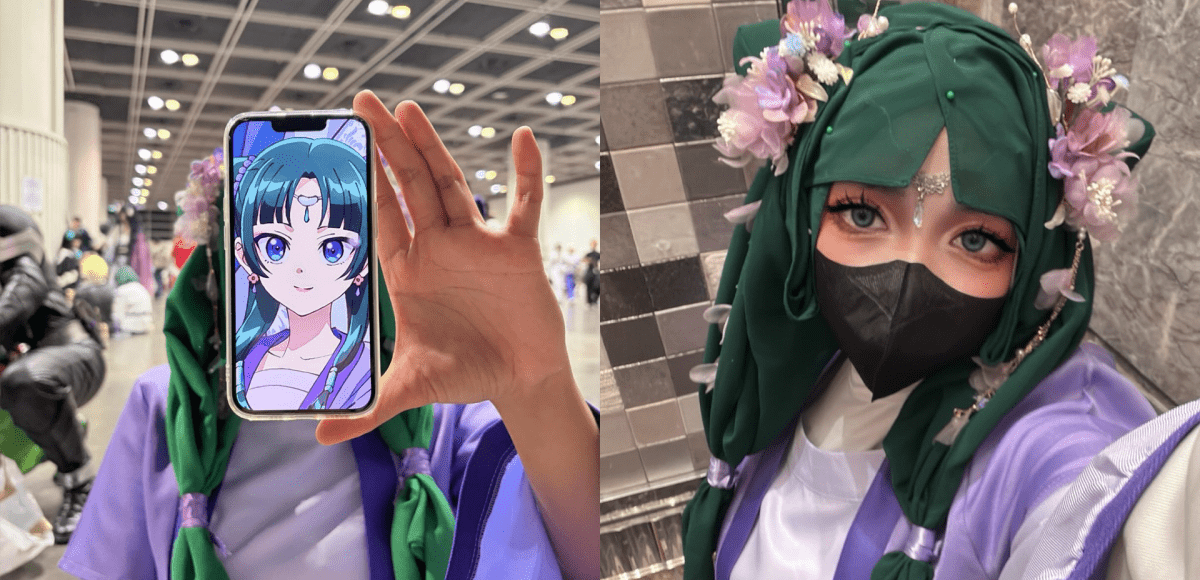 Cosplayer indonésia em Hong Kong transforma hijab em penteado de anime e ganha elogios na Comic Con 2026