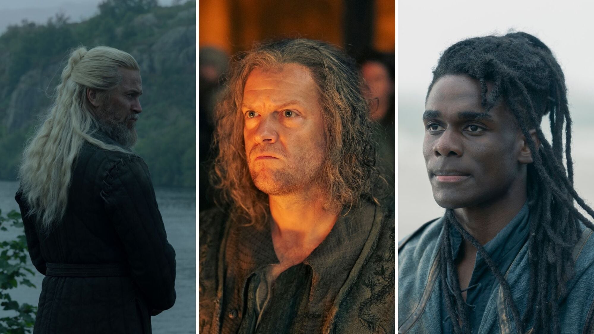 Kieran Bew, Tom Bennett e Clinton Liberty em House of the Dragon - Crédito: Composite: Mashable / Imagens: HBO