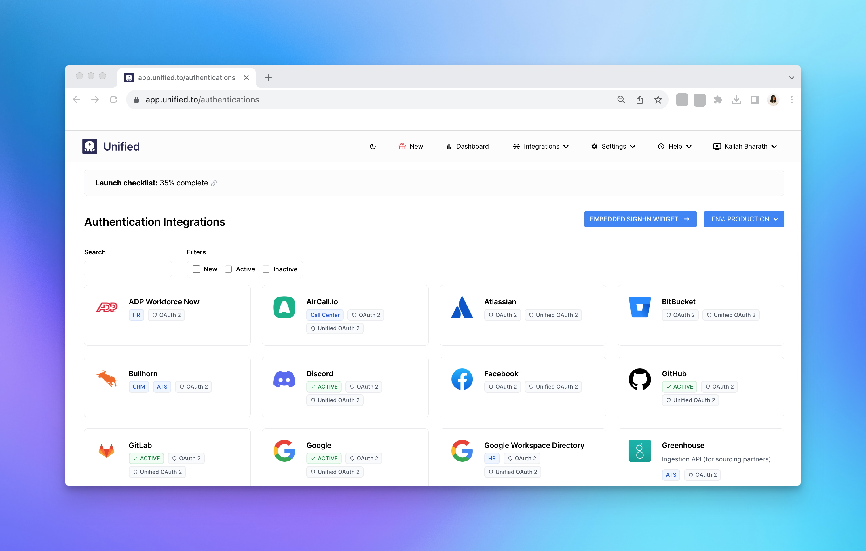 New: Authentication integrations