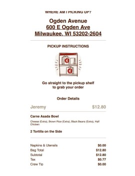 Consumer Review - Food Safety Chipotle Mexican Grill, East Ogden Avenue, Milwaukee, WI, USA Suspected food poisoning. Symptoms: Di... photo #2