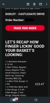 Consumer Review - Food Safety KFC Dudley - Castlegate Drive, Castlegate Drive, Dudley, UK Last night about 8oclock I ordered kfc f... photo #2