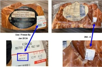 Food Recall Kirkland Signature Master Carve Half Ham, Natural Juices Boneless - recalled due to Listeria Update... Foto #2