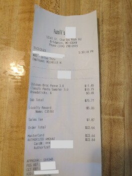 Consumer Review - Food Safety Fazoli's, Saint Charles Rock Road, Bridgeton, MO, USA My daughter ordered take out from the Bridgeto... photo #3