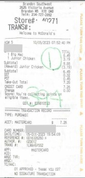 消费者评论 - 食品安全 McDonald's, Victoria Avenue, Brandon, MB, Canada Suspected food poisoning. Symptoms: Nausea, Vomitin... 照片 #2