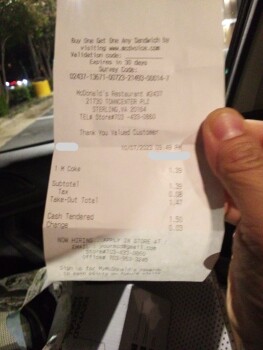 Consumer Review - Food Safety McDonald's, Towncenter Plaza, Sterling, VA, USA Tummy and headache after drinking coke from this loc... photo #2