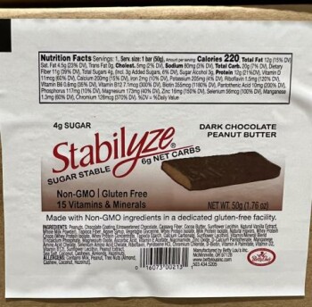 Retiro de alimentos Stabilyze Dark Chocolate Peanut Butter nutrition bar - recalled due to undeclared sesame Betty Lou’s... foto #3