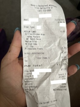 Consumer Review - Food Safety Wendy's, Beltsville Drive, Calverton, MD, USA Yesterday Wendy’s . Been vomitting since last night an... photo #2