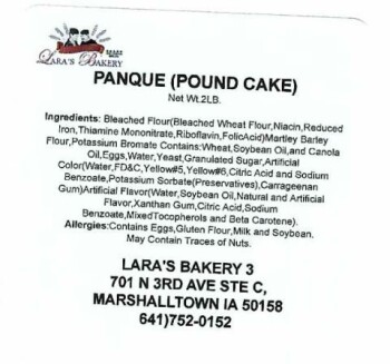 Food Recall Lara’s Bakery 3 Pan de Racho, Panque, Tres Leches, Chocoflan, and Pan Surtido - due to undeclared al... photo #3