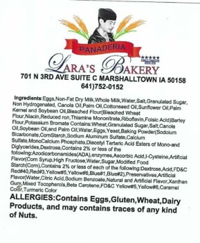 Food Recall Lara’s Bakery 3 Pan de Racho, Panque, Tres Leches, Chocoflan, and Pan Surtido - due to undeclared al... photo #5