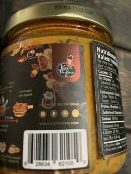 Food Recall Kopi Thyme Sauces and Soup Bases - recalled due to potential presence of dangerous bacteria Kopi Thy... photo #3