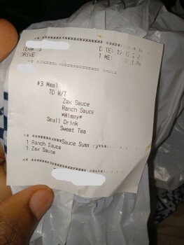 Consumer Review - Food Safety Zaxby's Chicken Fingers & Buffalo Wings, Crawford Street, Americus, GA, USA 2nd time eating at ameri... photo #3