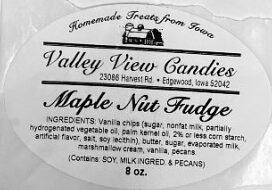 Retiro de alimentos Valley View Candies Peanut Butter, Maple Nut, Chocolate, and Chocolate Walnut Fudge - recalled due t... foto #2