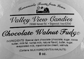 Retiro de alimentos Valley View Candies Peanut Butter, Maple Nut, Chocolate, and Chocolate Walnut Fudge - recalled due t... foto #4
