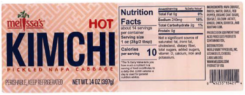 Food Recall World Varity Produce Melissa’s Hot Kimchi - recalled due to undeclared fish World Variety Produce, I... photo #3