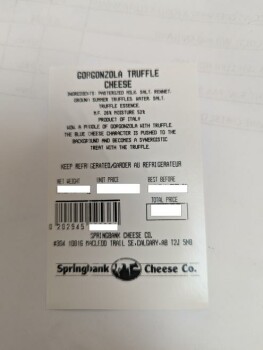 Food Recall Springbank Cheese Co. Le Grand Fromage Gorgonzola truffle cheese - recalled due to Listeria monocyto... photo #2